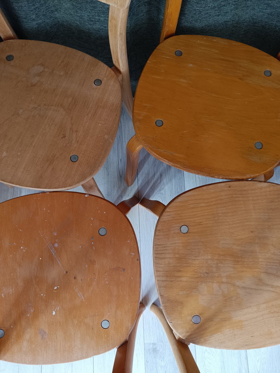 Image 1 of 8 sedie da caffè in legno curvato di betulla Aalto