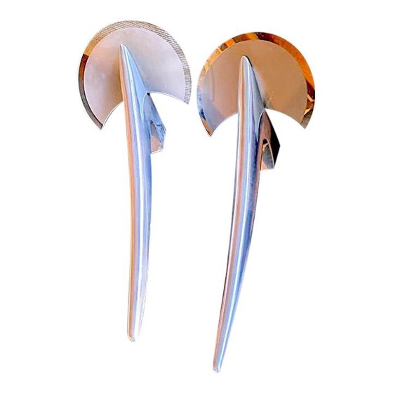 Image 1 of Taller Uno Metalarte Par Joan Auger, Trois Grandes Appliques Métal Chromé Et Verre, Espagne