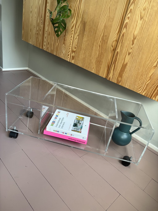 Vintage television cabinet made of plexiglass