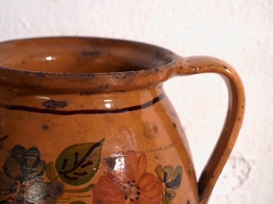 Pair of Vintage Glazed Ceramic Jugs, Central Europe, circa 1950 #1, Crockery, Orange (photo 4 of 13)