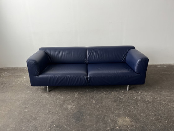 Image 1 of Cassina Met designer sofa couch leather blue