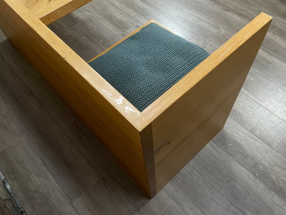 Massive Eiche Tête-à-Tête Design Bank, Holz, Bänke, Stoff, Braun, Modern (Foto 4 von 9)
