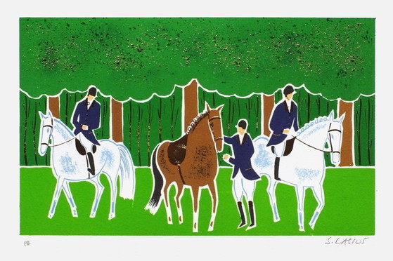 Image 1 of Serge LASSUS Chevaux et cavaliers 15 Signed lithograph 1990