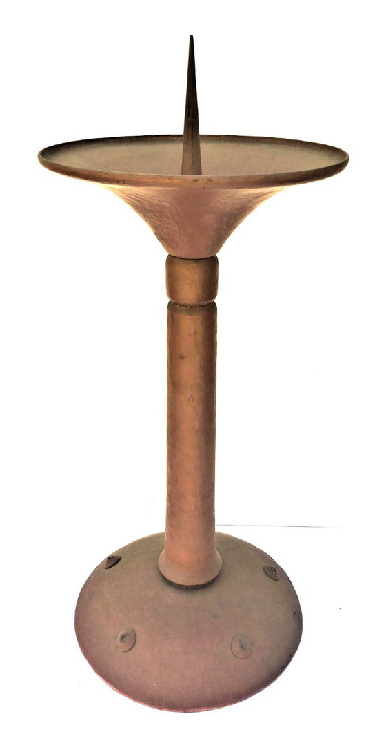 Image 1 of Red copper candlestick, unique, wrought iron, 1940-1944