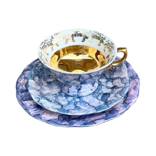 blue marble breakfast set, Wałbrzych, Poland, 1970s