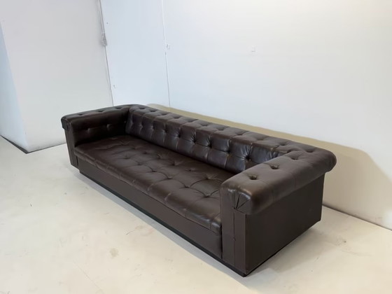 Image 1 of Edward Wormley Dunbar Leather Sofa Party 5407 Couch Armchair