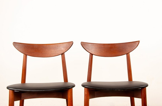 Image 1 of Pair of Danish teak and skai chairs, new, by Harry Ostergaard for Randers Møbelfabrik, 1960.
