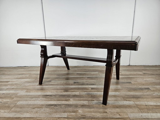 Table géométrique en chêne Art déco avec rallonges latérales, 1950