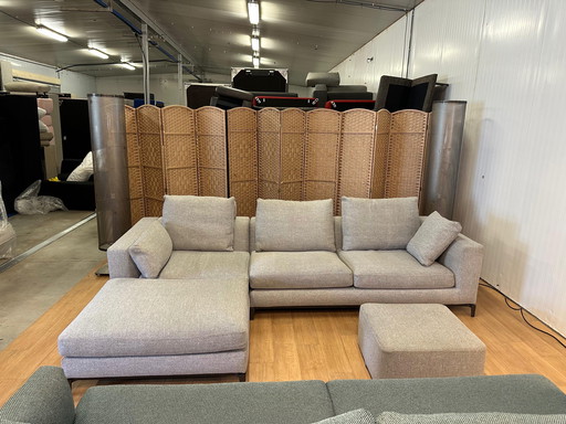 Minotti Andersen Corner Sofa Gray + Hocker
