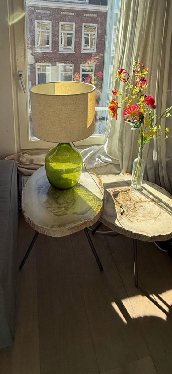 Image 1 of 3x Eichholtz Petrified Wood Tripod Coffee Tables