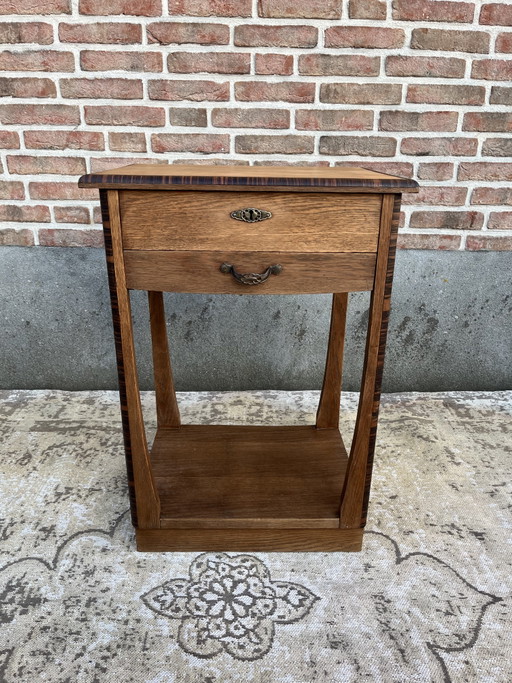 Vintage Antiek Art Deco Eikenhouten Bijzettafeltje Naaitafeltje – Wood (photo 2 of 8)