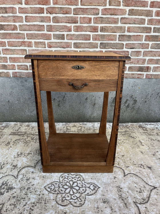 Vintage Antiek Art Deco Eikenhouten Bijzettafeltje Naaitafeltje – Wood (photo 2 of 8)