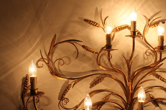 Image 1 of Imposante applique murale Hans Kögl, 8 feux, 70’s.