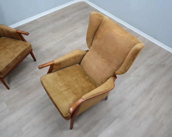Image 1 of 1950s Camea Italian reclining armchairs dralon velvet, set of 2