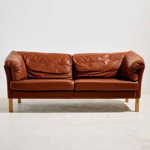 Divano in pelle danese MK11437 di Mogens Hansen