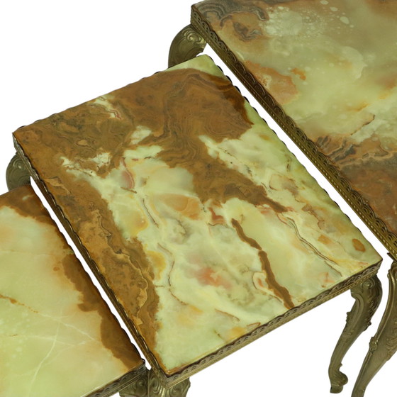 Image 1 of Nesting Tables Onyx Marble Hollywood Regency