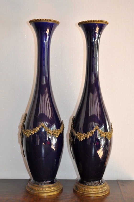 Image 1 of Pair of large earthenware vases from Tours Saint Radegonde by the ASCH factory (ref 3233)