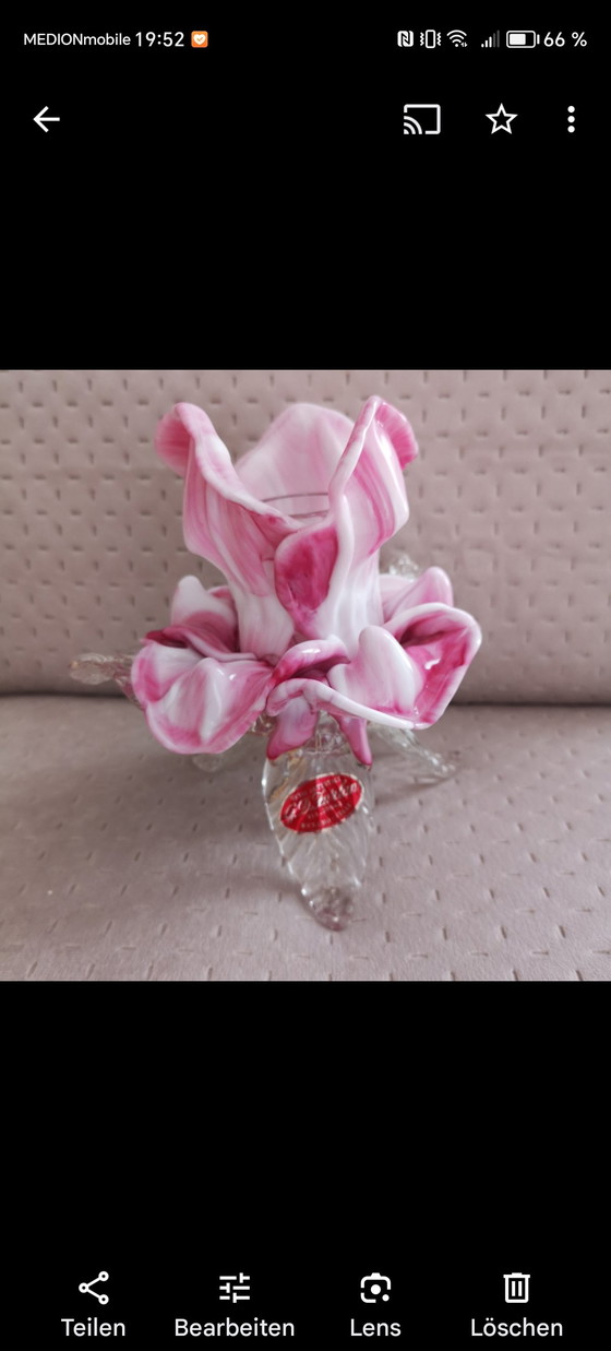 Image 1 of Murano glas F. D. Furlan vintage kaarsenhouder kandelaar