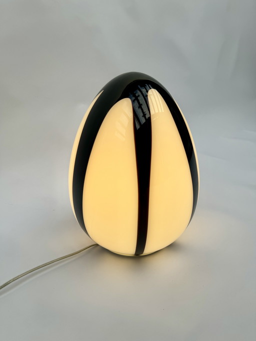 Iconic Ilu Holland Zebra Egg Table Lamp, Space Age Retro Lamp, Murano Glass