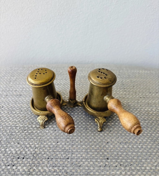 Vintage brass salt and pepper shaker