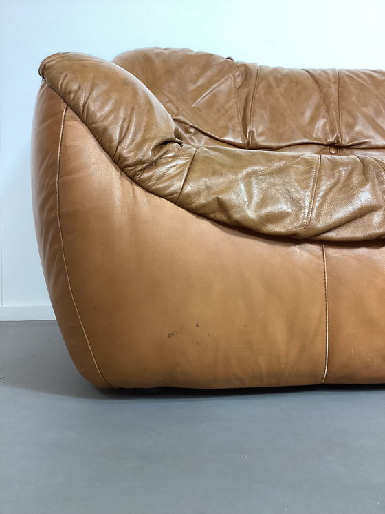 Image 1 of 3 zits congnac kleur lederen Italiaans bank jaren’70