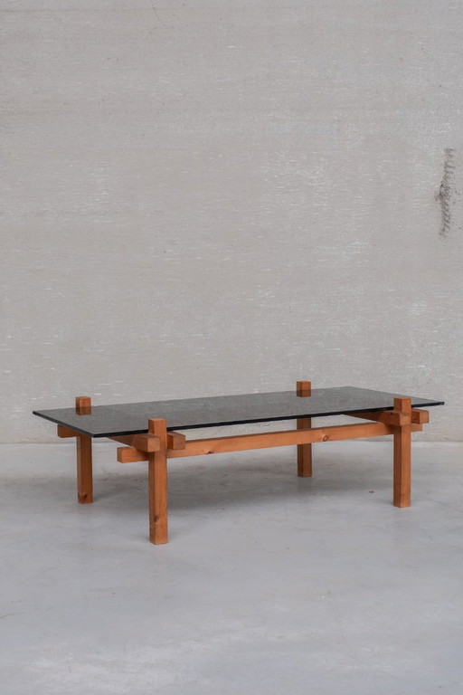 Tavolino da caffè di metà secolo in legno/smalto fumé