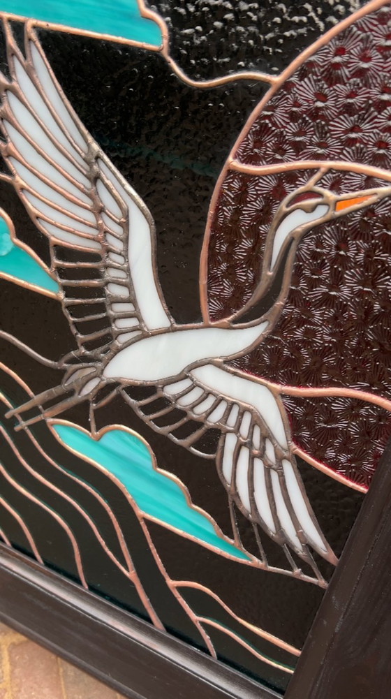 Image 1 of Unieke kast met glas-in-lood deuren en LED verlichting (drankkast/platenkast/boekenkast/tv-kast/dressoir/buffetkast/vitrinekast)