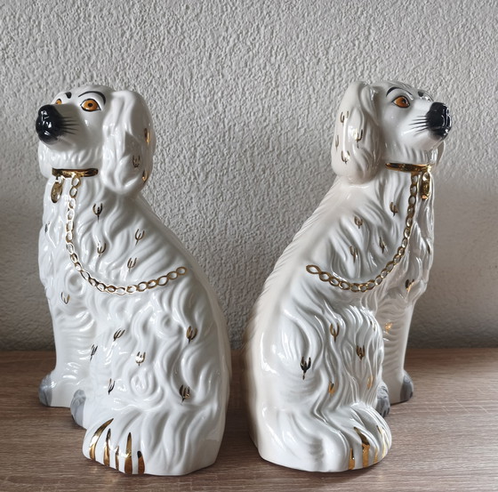 Image 1 of Original Beswick England 1378-3 Staffordshire Dogs – Gold Trim – Excellent Condition