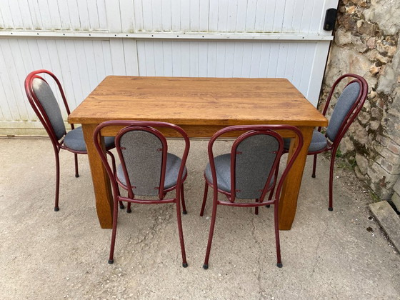 Image 1 of Table de ferme à repas à manger en chêne massif 1950 130x80 h76cm
