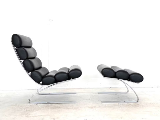 Cor Sinus Lederen Relax Fauteuil met Hocker Design