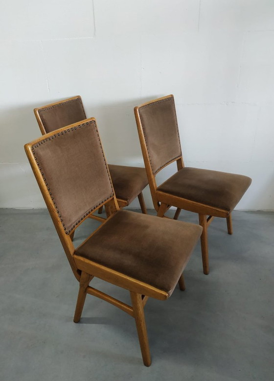 Image 1 of Prachtige set van 3 vintage jaren Scandinavische stijl 50-60 eetkamer keukenstoelen