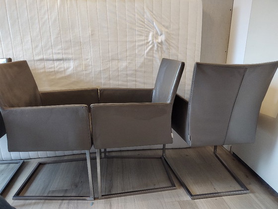 4 X Grijze Bert Plantagie Tidy Stoelen – Eetkamerstoelen, Leather, rvs (photo 4 of 8)