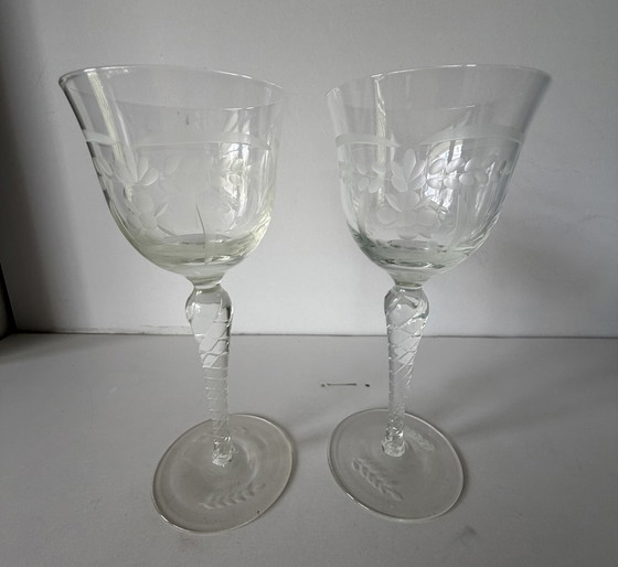 Image 1 of Kristallen wijnglazen met Bloemfontein en guirlandes