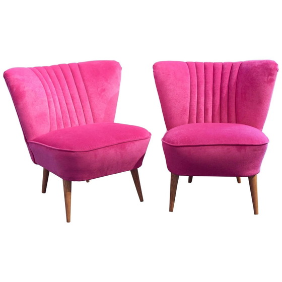1 of 10 Hungarian Club Sky Chair 1950s,, Adjustable recliner chair, Velvet, Pink, Mid Century Modern (photo 9 of 10)
