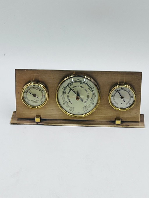 Vintage 1970s West Germany Weather Station – Brass Triptych