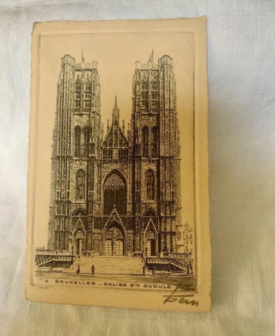 Tema Bruxelles: 3 incisioni firmate inizio XX secolo - artista da identificare – Dipinti e disegni, Carta (photo 6 of 7)