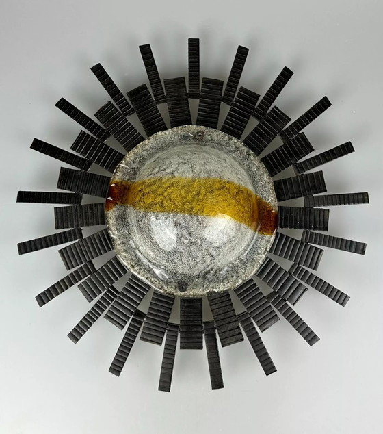 Image 1 of 60s 70s Brutalistische Wandlamp Wandlamp Ijzer & Glas Van Honsel Leuchten