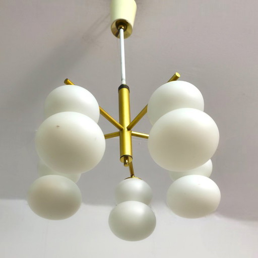 Mid-century lamp 1960s milk glass with brass