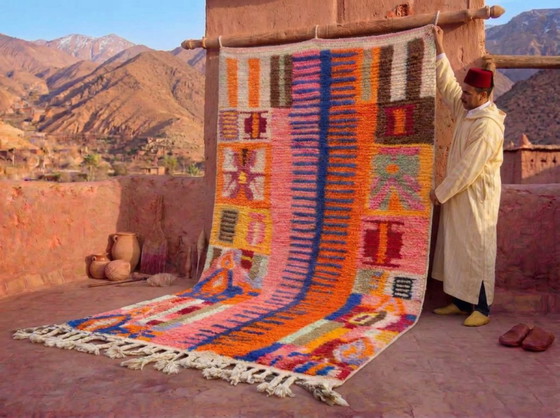 Handmade Boujad Wool Rug: Colorful Moroccan Berber Carpet – Paintings & Drawings (photo 2 of 19)