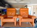 Two Club Durlet armchairs - recliner - vintage model - cognac - cowhide leather
