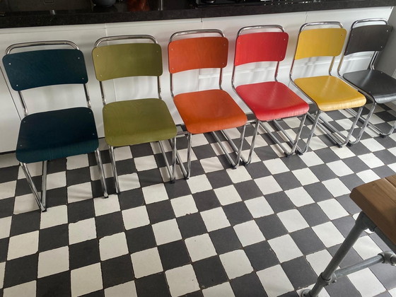Image 1 of 6 x Chaises de salle à manger originales néerlandaises W.H. Gispen