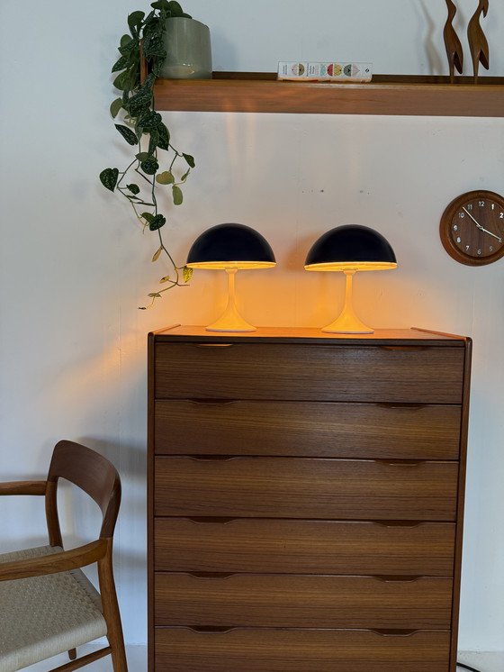 Image 1 of Set di 2 lampade da tavolo vintage a forma di fungo anni '80