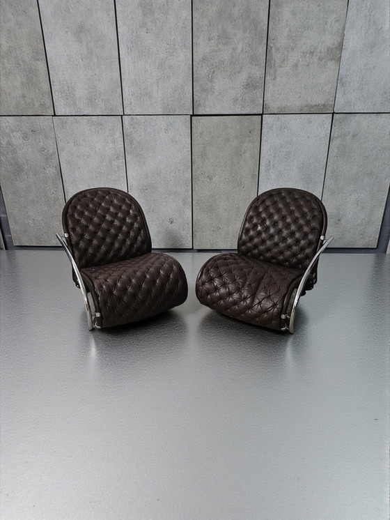 Image 1 of 2er Set Verner Panton Chair Sessel Modell G System 1-2-3 Denmark Loungesessel Made von Fritz Hansen in Denmark 1970er Jahre