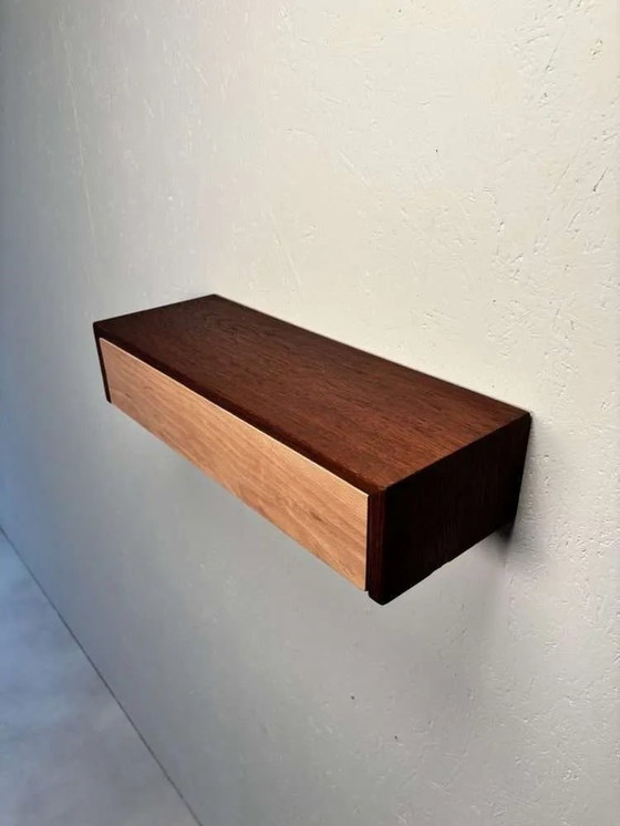 Image 1 of Cassettiera vintage sospesa in legno di teak e faggio, anni '60