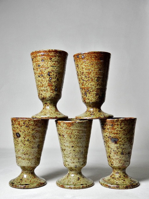 5X Mazagrans Vintages Handcrafted Stoneware Pyrity Cup Glasses