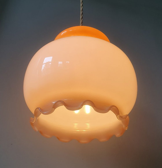 Vintage Glass Pendant Lamp - Flower Calyx design from France, Metal, Gold (photo 18 of 18)