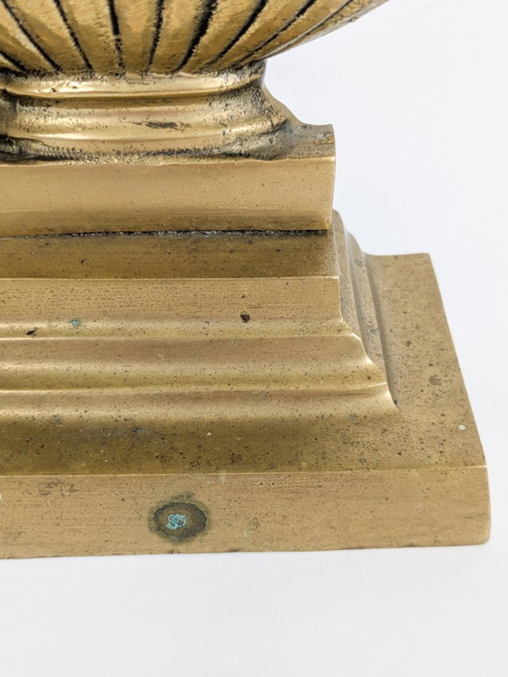 Image 1 of Vintage messing deurstopper met fruitmandgreep in Victoriaanse antieke stijl