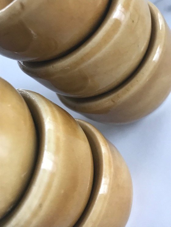 Image 1 of Set van 6 kleine vintage keramische kaarsenstandaards