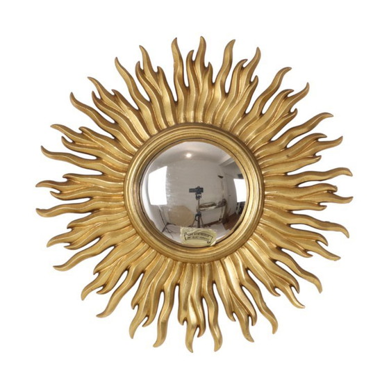 Image 1 of Vintage Bladgoud Vergulde Zonnespiegel Sunburst Convex 52cm