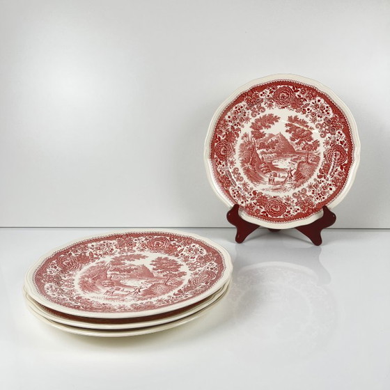 Image 1 of Set of 4 "Burgenland" dinner plates, Villeroy & Boch, red